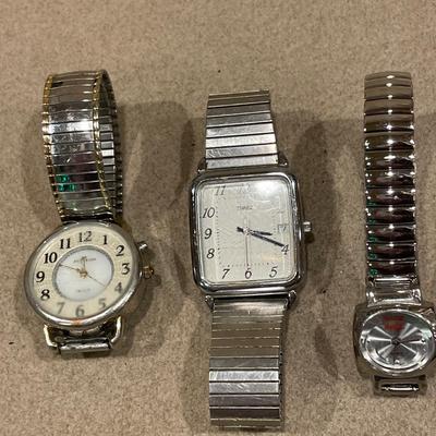 3 silver tone band watches