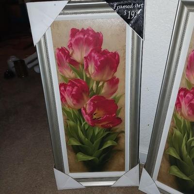 NEW TWO FRAMED FLORAL ART