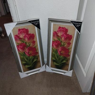 NEW TWO FRAMED FLORAL ART
