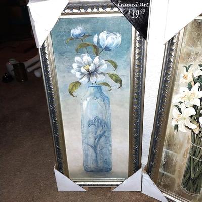 SILVER FRAMED FLORAL ART (NIB)