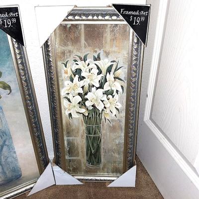 SILVER FRAMED FLORAL ART (NIB)
