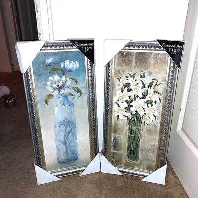 SILVER FRAMED FLORAL ART (NIB)