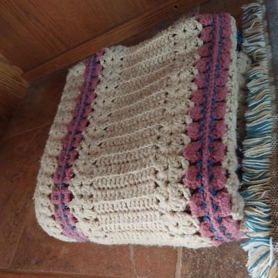 2 HAND CROCHETED AND 1 KNIT THROW BLANKETS