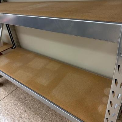 Lot 888 heavy duty metal and wood storage shelves
