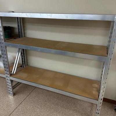 Lot 891 heavy duty metal and wood storage shelves
