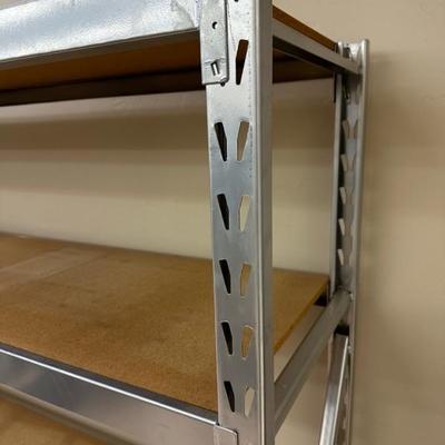 Lot 893 heavy duty metal and wood storage shelves