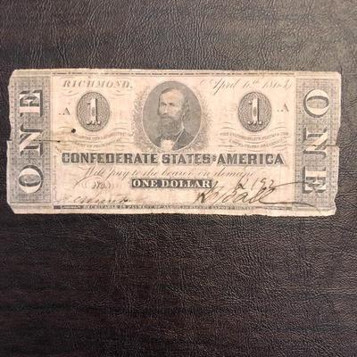 1863 CONFEDERATE STATES OF AMERICA $1 BILL