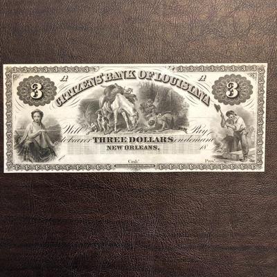 1800'S CITIZENS' BANK OF LOUISIANA, $3