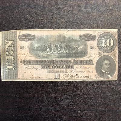 1864 CONFEDERATE STATES OF AMERICA, $10 BILL