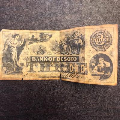 $3 BILL REPRODUCTION 1850'S WILDCAT NEBRASKA BANK NOTE