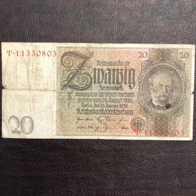 1929 NAZI-20 REICHSMARK BANK BILL