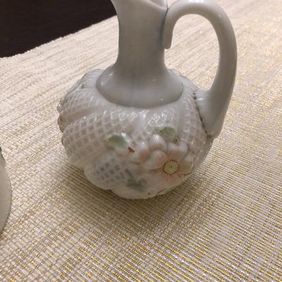HAND PAINTED MILK GLASS PIECES
