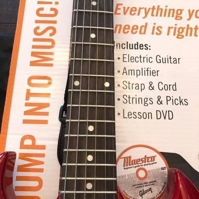 GIBSON ELECTRIC GUITAR, CASE, STRAP, AMPLIFIER