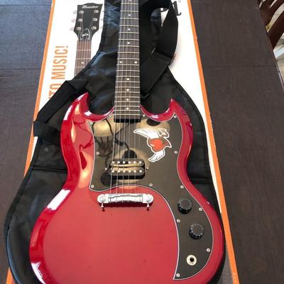GIBSON ELECTRIC GUITAR, CASE, STRAP, AMPLIFIER