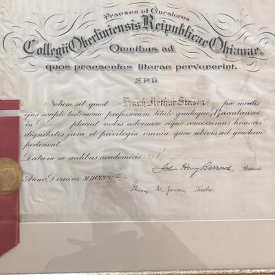 ANTIQUE LAW DEGREE IN LATIN IN FRAME
