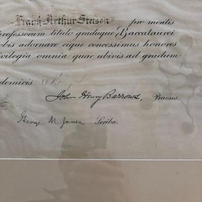 ANTIQUE LAW DEGREE IN LATIN IN FRAME