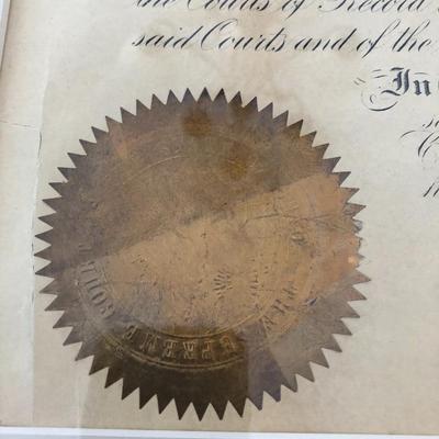 ANTIQUE SUPREME COURT OF OHIO DECLARATION IN FRAME