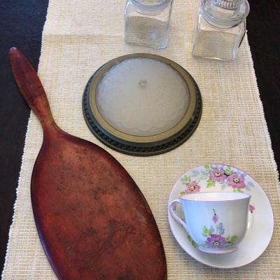 HAND MIRROR, TEA CUP/SAUCER AND MORE