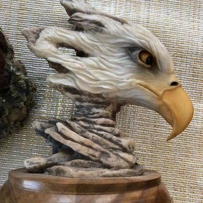 CLOCK, BEARS, AND EAGLE SCULPTURES