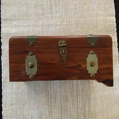 POLISHED BURLWOOD CLOCK AND SMALL CHEST