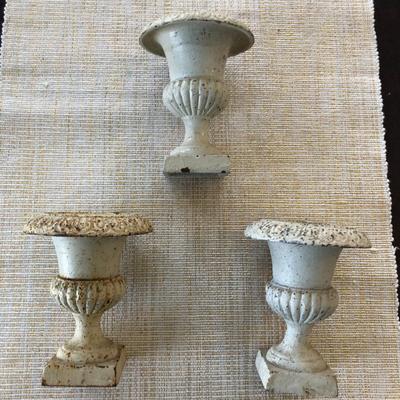 3 SMALL CAST IRON URNS