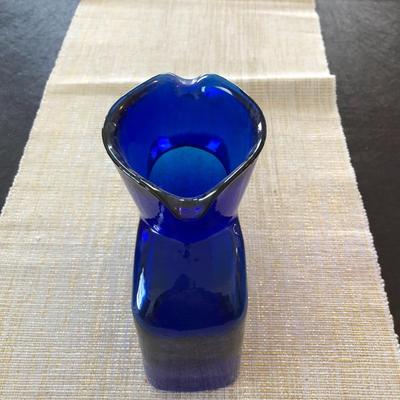 BLENKO COBALT BLUE TWO-SPOUT PITCHER