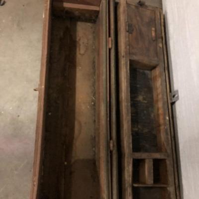 OLD WOODEN COVERED WAGON BOX / TOOL BOX