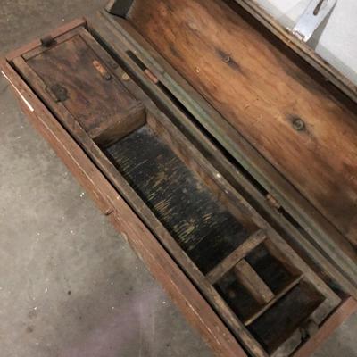 OLD WOODEN COVERED WAGON BOX / TOOL BOX
