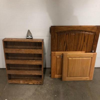 WOODEN CUPBOARD DOORS AND SMALL SHELF / SPICE RACK