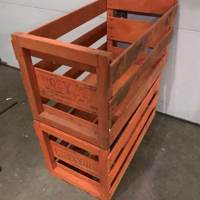 2 WOODEN CANTELOPE CRATES