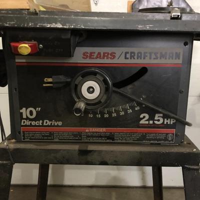 10-INCH SEARS 2.5 HP CRAFTSMAN TABLE SAW ON STAND