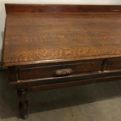 ANTIQUE 8-FOOT LAW TABLE / DESK W/ 4 DRAWERS