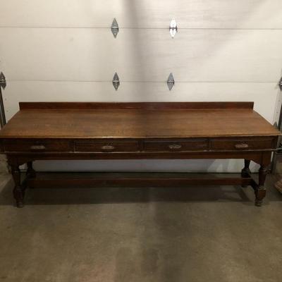 ANTIQUE 8-FOOT LAW TABLE / DESK W/ 4 DRAWERS