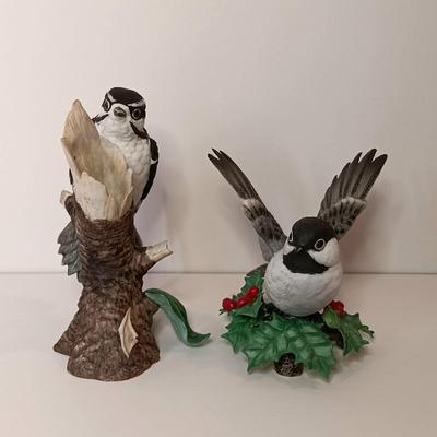 LOT10-O: Beautiful Set of 3 Lenox Porcelain Birds - Downy Woodpecker, Chickadee, and Tufted Titmouse