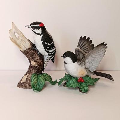 LOT10-O: Beautiful Set of 3 Lenox Porcelain Birds - Downy Woodpecker, Chickadee, and Tufted Titmouse