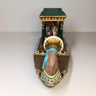 LOT14-O: Egyptian Collectibles and Memorabilia Youssef Hafez Vase, King Tut Sarcophagus & Mummy Figure, Miniature Cleopatra Barge and More