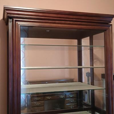 LOT 27-O: Solid Wood Curio Display Cabinet with Sliding Glass Door