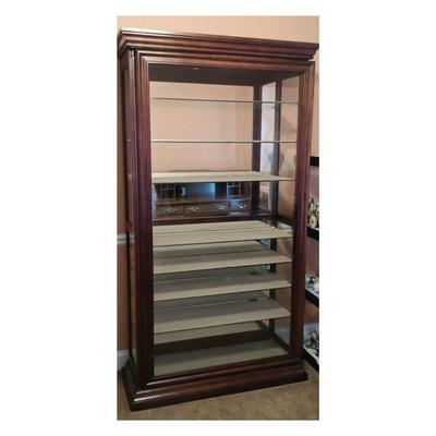 LOT 27-O: Solid Wood Curio Display Cabinet with Sliding Glass Door