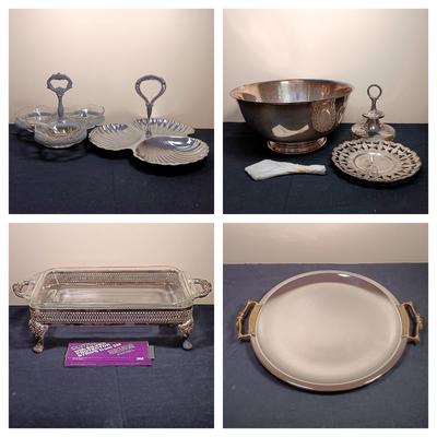 LOT 34-O: Vintage Kitchen Collection- Silverplated and Stainless Steel Irvenware, Leona, Sheridan, Oneida & More