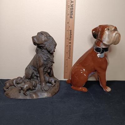 LOT 35KP: Collection of Dog Figurines including a Signed Bronze Reproduction