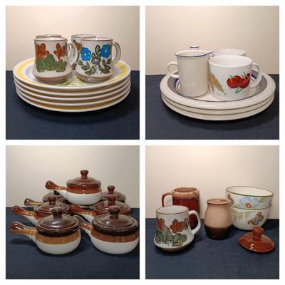 LOT 37-O: Vintage Kitchen Collection- Chaddsford Stoneware Dishes, Westminster Plates w/ Cream and Sugar Bowls & More