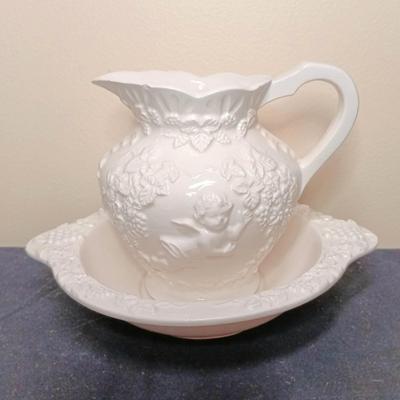 LOT40KP: Royal Staffordshire Teapot w/ Lefton Pitcher and Bowl, James Kent Pitcher & One Other