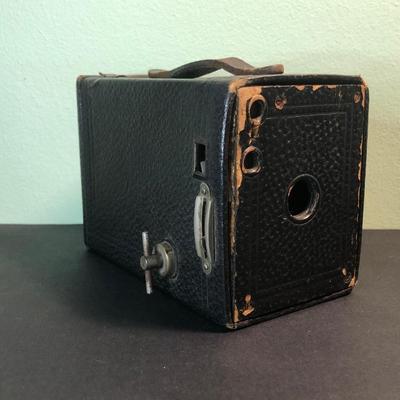LOT 142MBC: Vintage Cameras & More - Polaroid Folding Model 80A, Kodak No. 2 Brownie Box, Polaroid OneStep Flash & Stellar Binoculars w/...