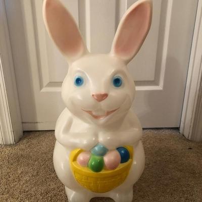 LOT 313FB: Easter Bunny Blow Mold w/ Mechanical Easter Rabbits & Spring