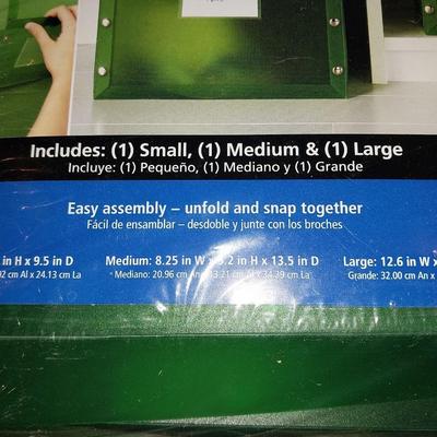 TWO NEW PACKAGES WITH THREE BOXES & LIDS IN EACH COLLAPSABLE BOXES
