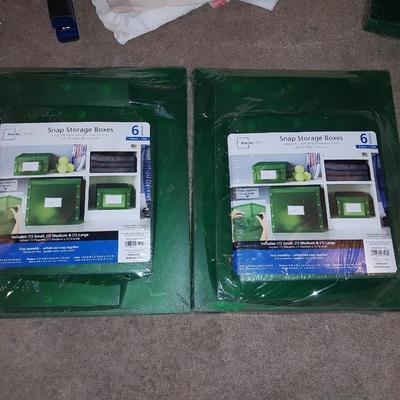 TWO NEW PACKAGES WITH THREE BOXES & LIDS IN EACH COLLAPSABLE BOXES