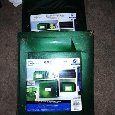 TWO NEW PACKAGES WITH THREE BOXES & LIDS IN EACH COLLAPSABLE BOXES
