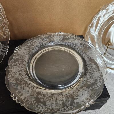Set of 4 Heisey Orchid luncheon plates