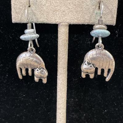 Sterling whale earrings and sterling frog ring