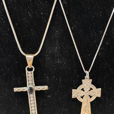 2 Sterling cross necklaces